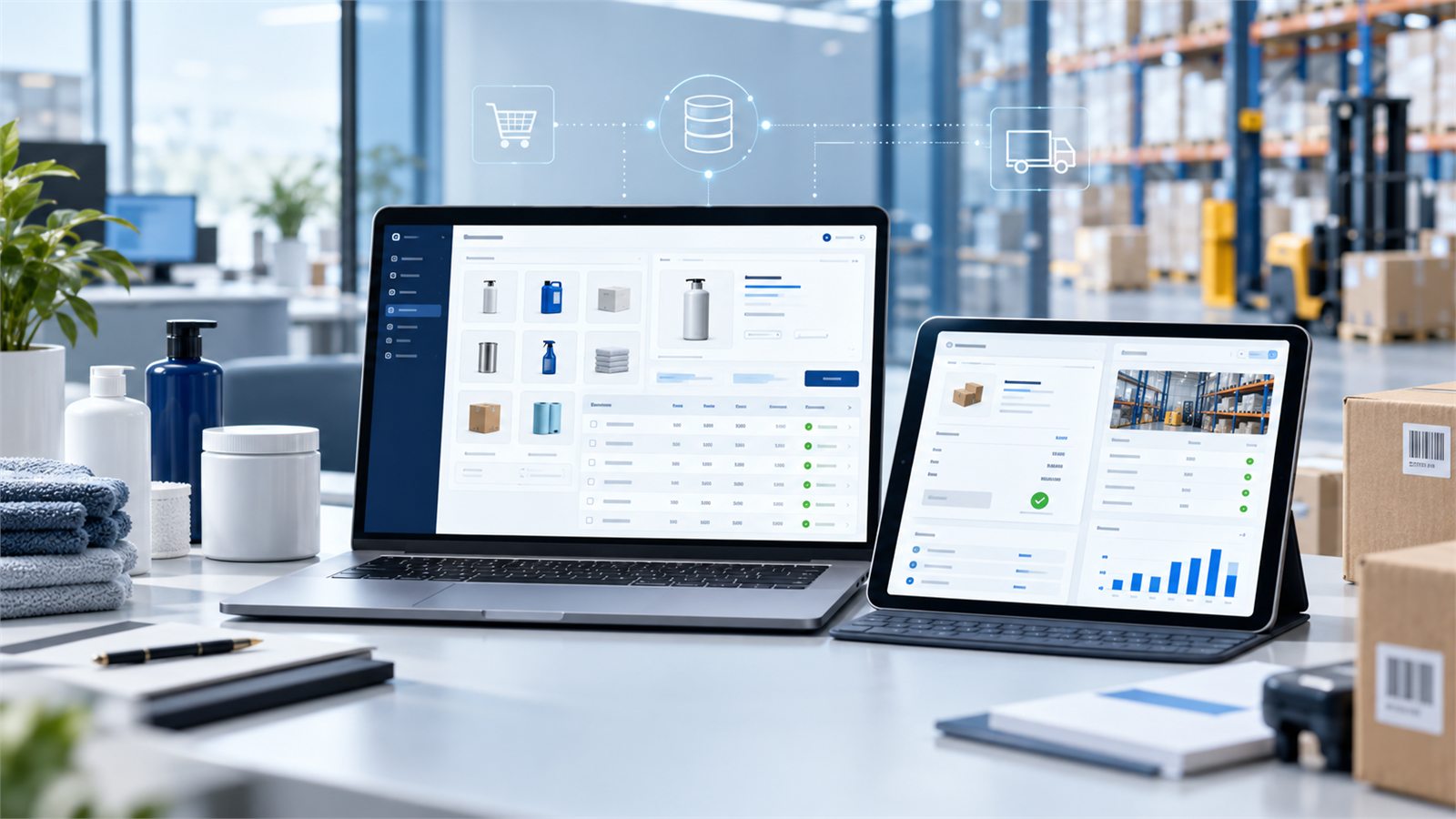 B2B product catalog, bulk ordering and inventory availability connected in a distribution workspace