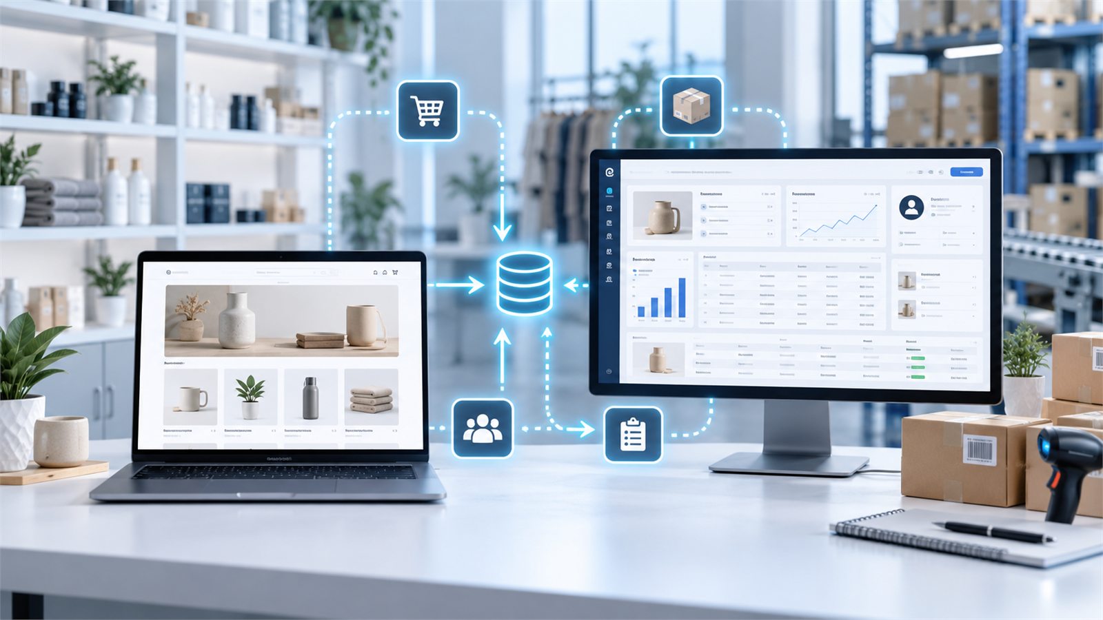 Online storefront synchronized with enterprise products, customers, inventory and orders